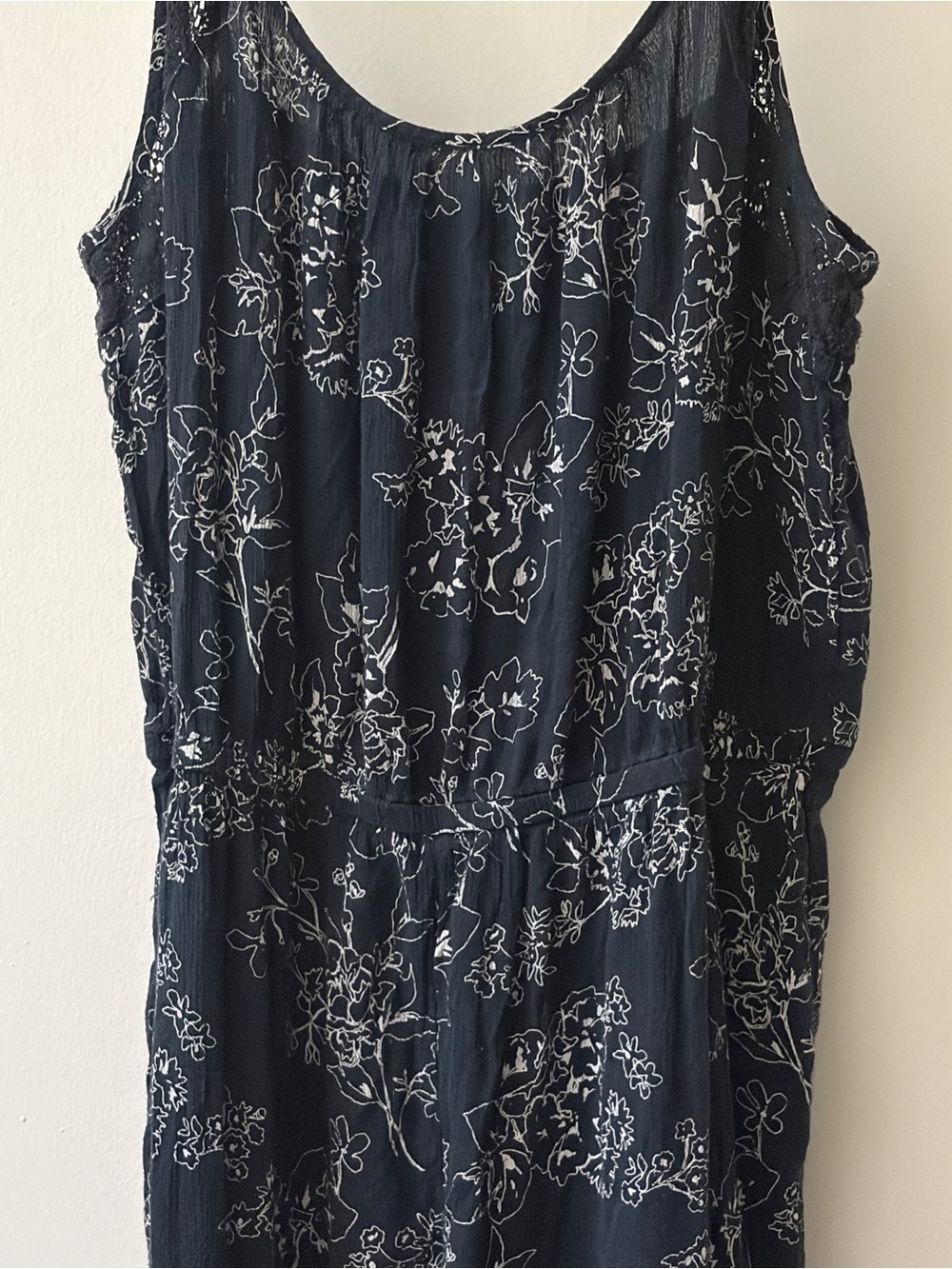 Abercrombie & Fitch Navy Floral Spaghetti-Strap Jumpsuit - Picture 3 of 14